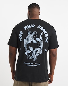 Jack &amp; Jones Charge Back Graphic T-Shirt - Black