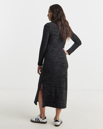 Rib Cut And Sew Slash Neck Dress