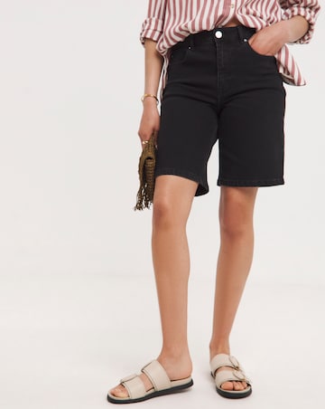 Washed Black Bermuda Denim Shorts