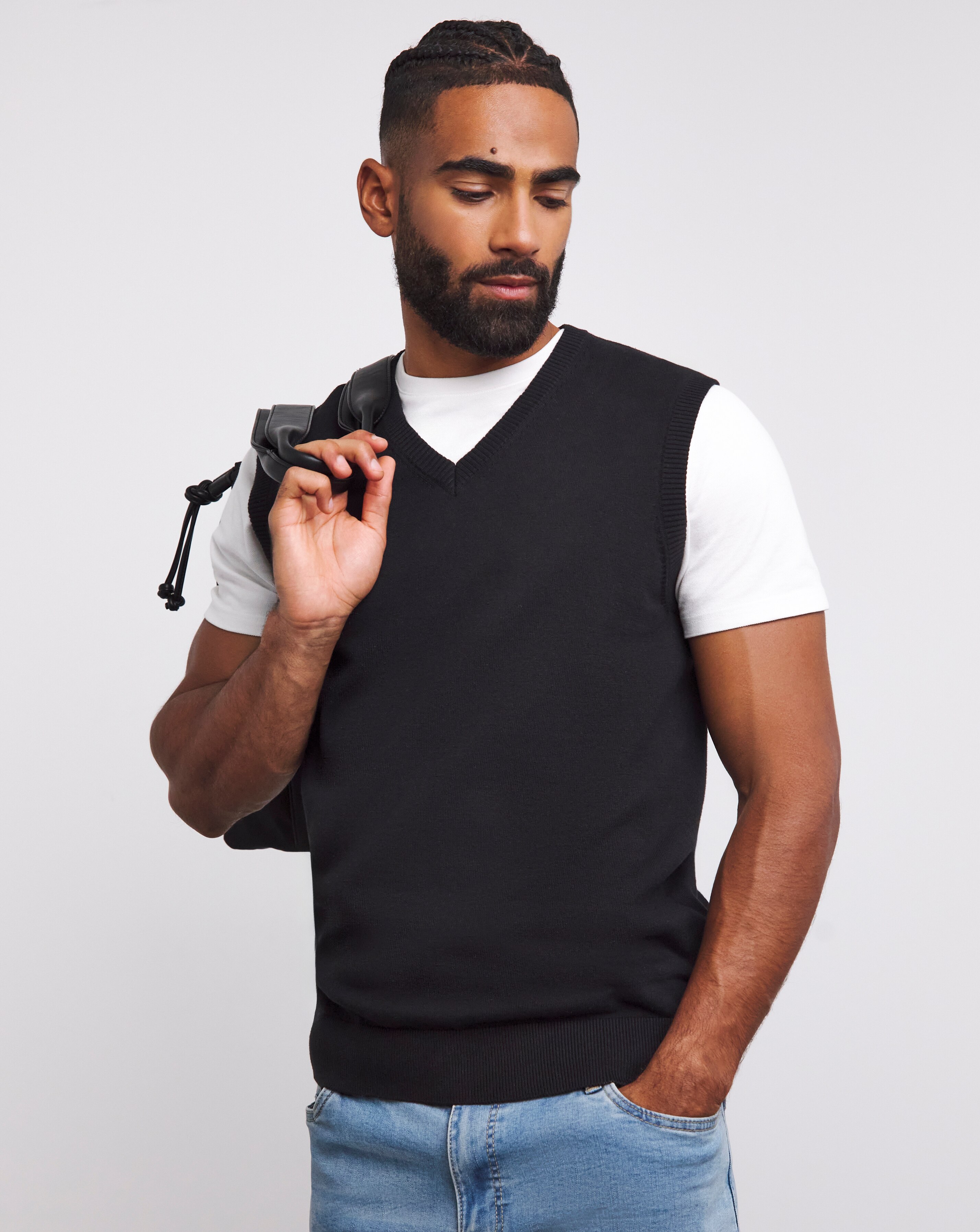 Black Cotton Sweater Vest | JD Williams