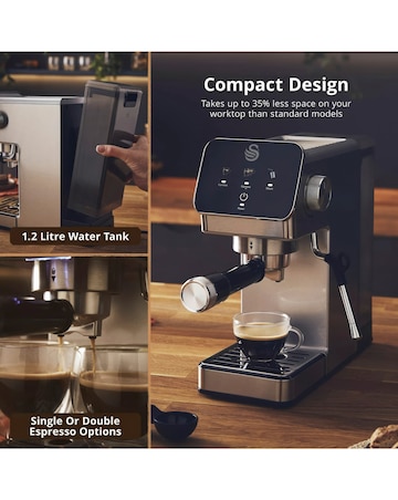 Swan Digital Mini Espresso Coffee Machine with Milk Frother