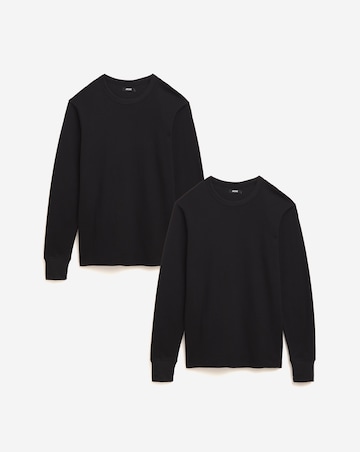 2 Pack Black Long Sleeve Thermal T-Shirts