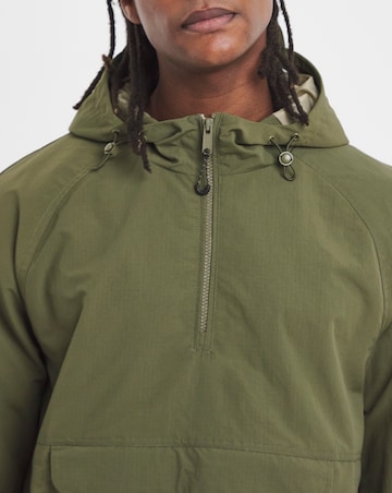 Khaki Overhead Hooded Zip Detail Lightweight Jacket