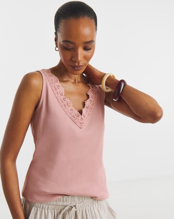 V-Neck Lace Trim Vest
