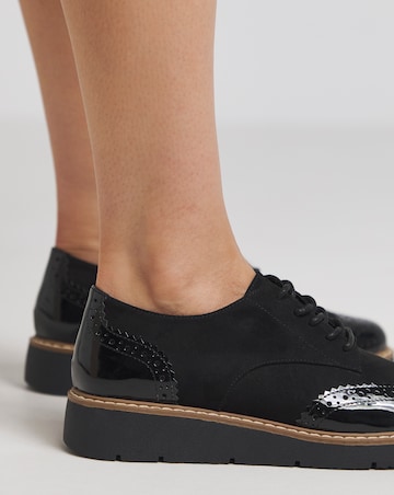 Heavenly Soles Reagan Low Wedge Lace Up Front Shoe - Extra Wide Fit (EEE)