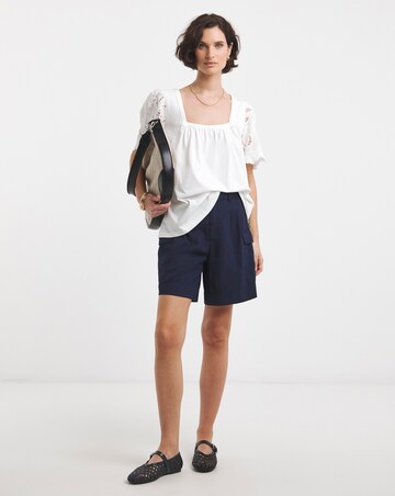 Square Neck Lace Sleeve Top