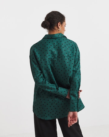 Herringbone Collar Detail Popover Blouse