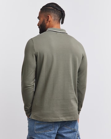 Long Sleeve Tipped Pique Polo Long