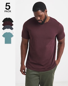 5 Pack Crew Neck T-Shirts Long