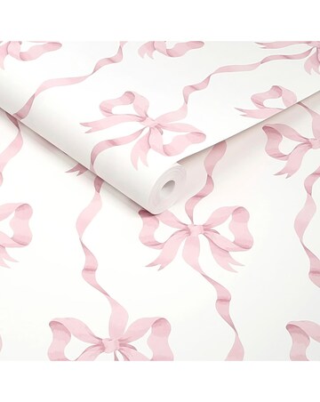 Cath Kidston Ribbon Bow Pink Wallpaper