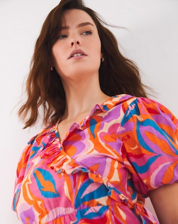 Floral Mini Wrap Over Cotton Beach Dress