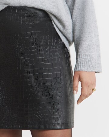 Simply Be Black Croc Effect PU Mini Skirt