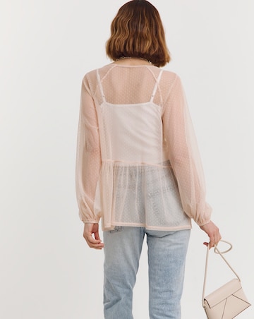 Blush Mesh Spot Dobby Blouse