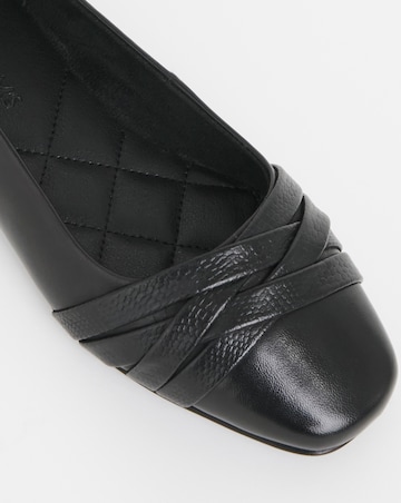 Heavenly Soles Lucille Leather Crossover Square Toe Ballerina Extra Wide EEE Fit