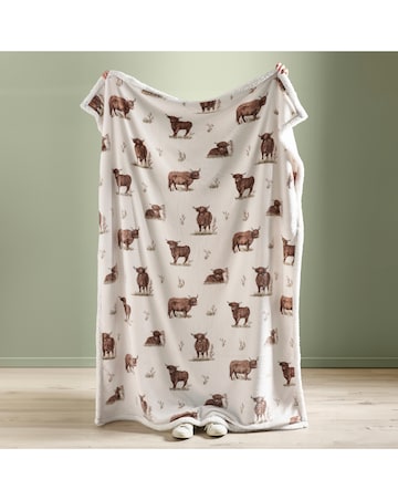 Catherine Lansfield Angus Highland Cow Fleece Throw