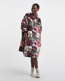 Joe Browns Christmas Patchwork Fleece Hooded Lounge Dress
