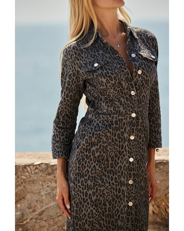 Sosandar Animal Print Zip Through Dress