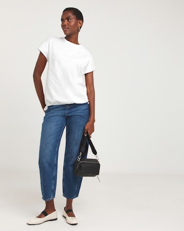 White Crew Neck Bubble Hem Top