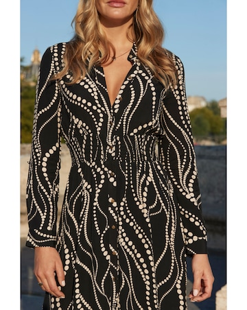 Sosandar Gradiant Spot Shirred Waist Midi Dress