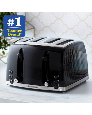 Russell Hobbs 26071 Textured Honeycomb Black 4 Slice Toaster