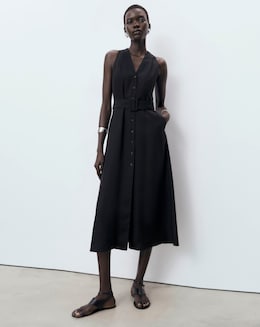 Mango Collared Midi Dress With Belt