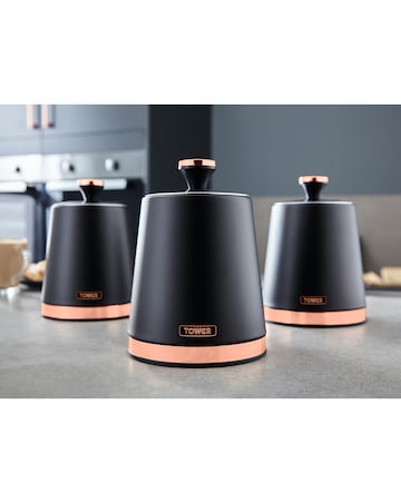 Tower Cavaletto Set of 3 Canisters Black