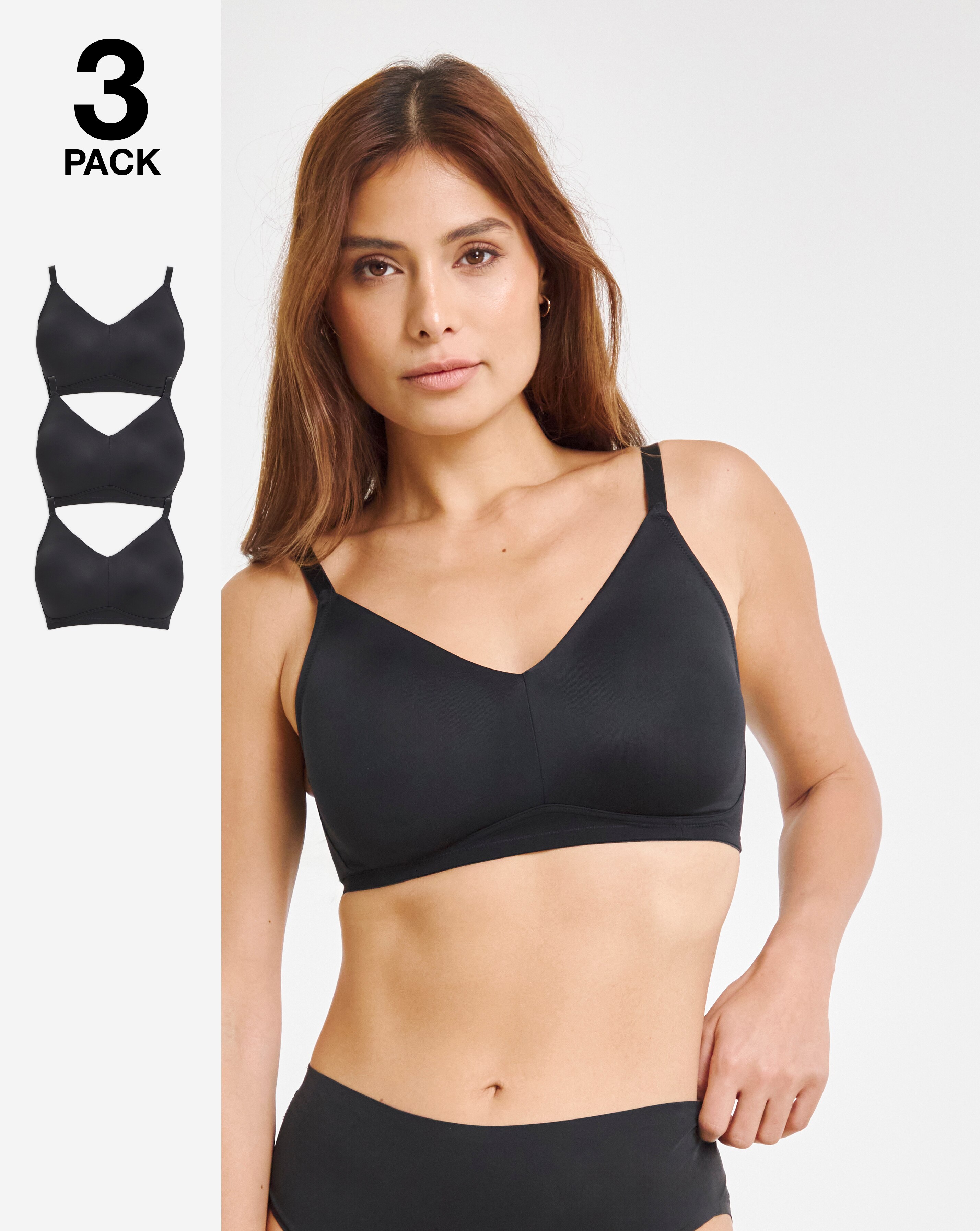 Pretty Secrets (3 Pack) New Claire Micro Moulded Full Cup Non Wired Bras (B-E)