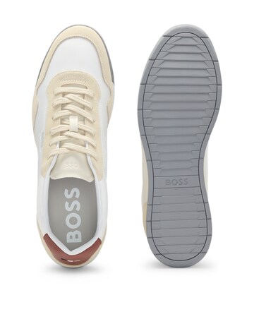 BOSS Titanium Suede & Leather Trainer - White