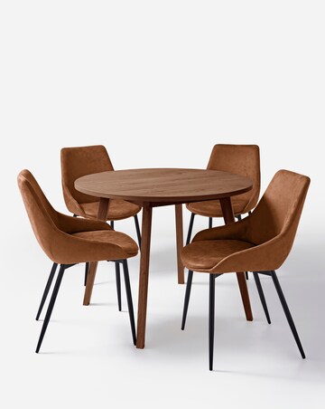 Oslo Round Dining Table with 4 Etta Faux Leather Chairs