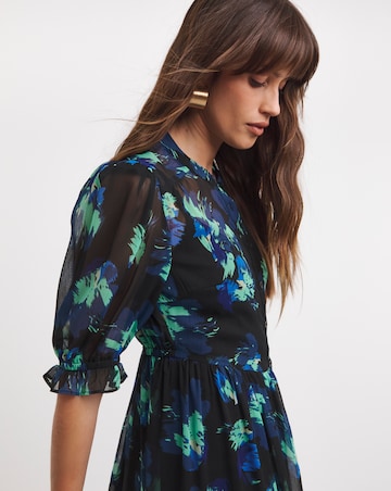 Button Through Midi Smock Dress With Camisole Slip