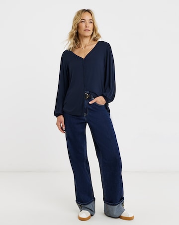 Button Front Long Sleeve Top