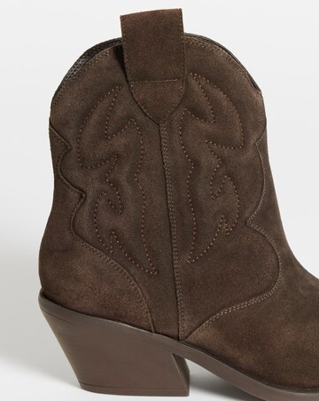 Angelique Embroidered Leather Ankle Western Boots - Extra Wide Fit (EEE)