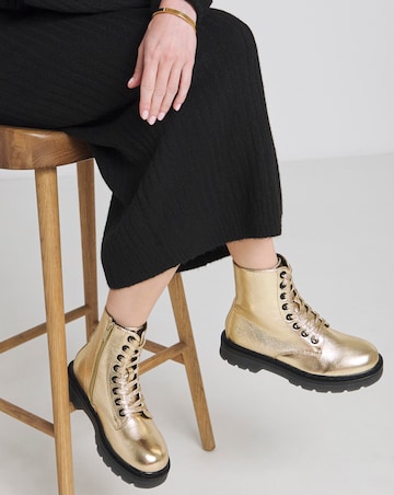 Heavenly Feet Justina Lace Up Chunky Boot Wide E Fit