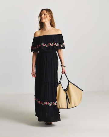 Figleaves Embroidered Tiered Bandeau Beach Dress