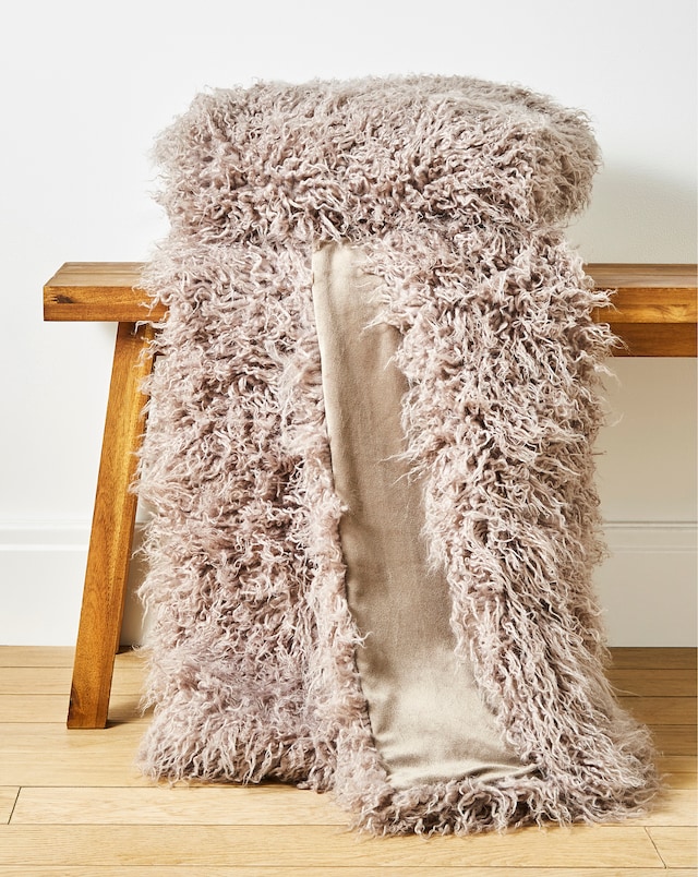 Mongolian Faux Fur Throw - Mink