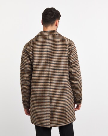 Brown Wool Blend Check Mac