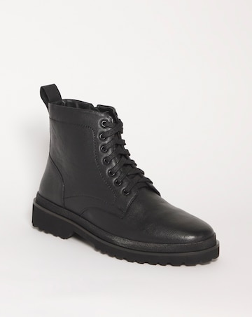 Milled Leather Lace Up Boot Wide Fit