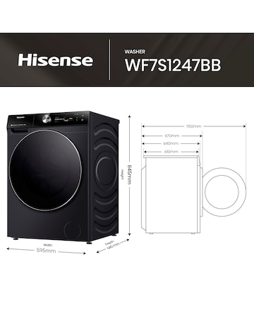 Hisense 7 Series WF7S1247BB AI Wifi-enabled 12kg 1400 spin Washing Machine Black