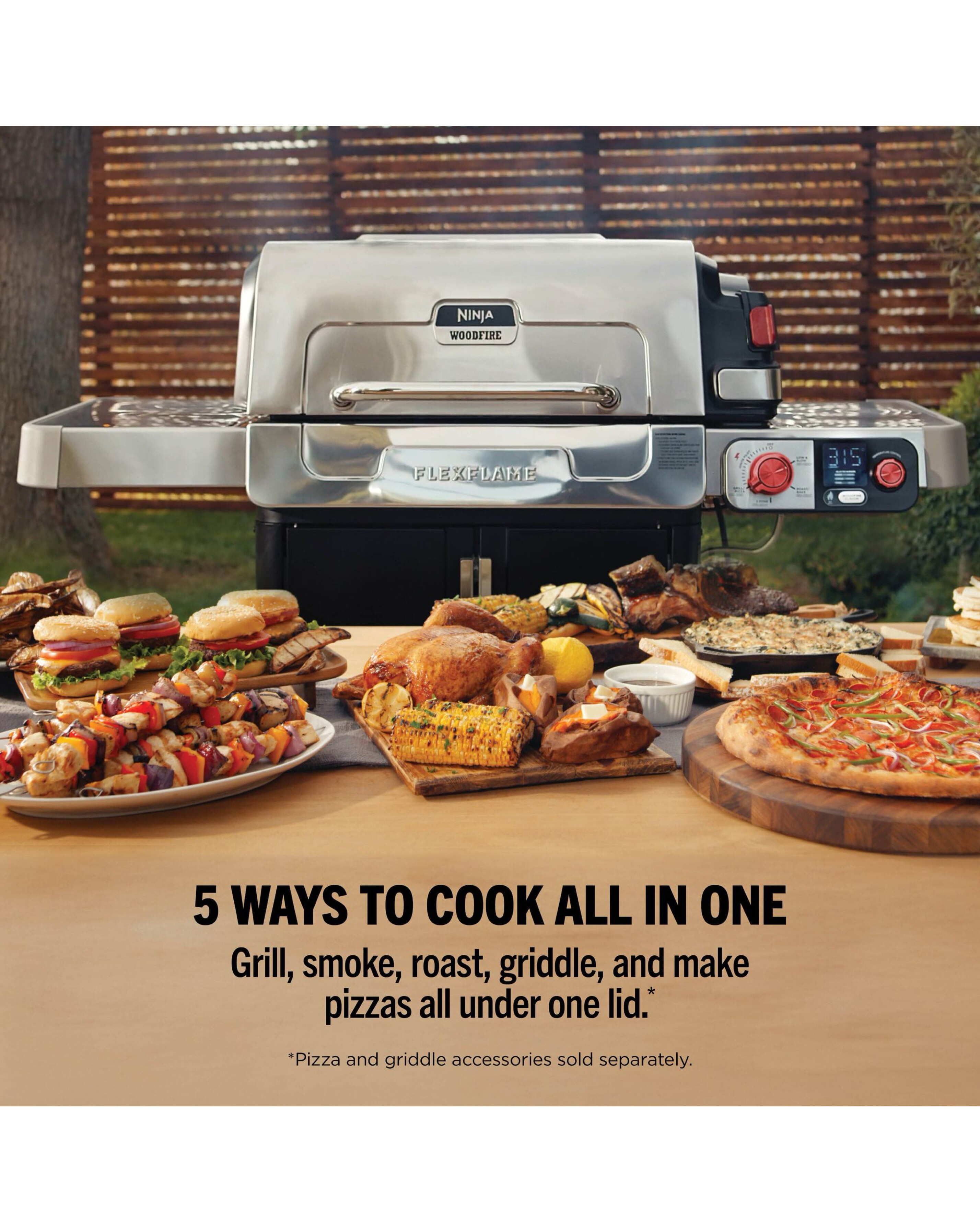 Ninja FlexFlame Outdoor Cooking System Barbecue PG301UK Black