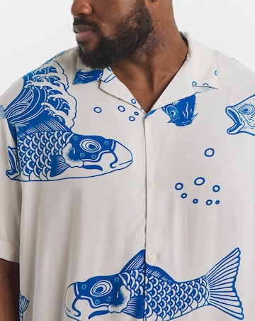 Jack & Jones Jeff Koi Print Shirt - Blue/White