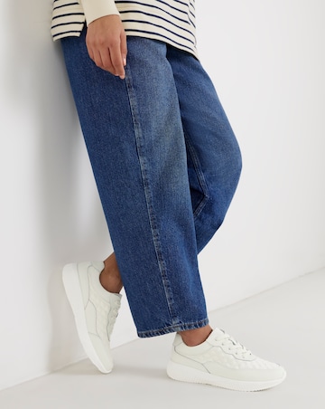 Heavenly Soles Rosetta Lace Up Patterned Leather Trainer - Wide Fit (E)