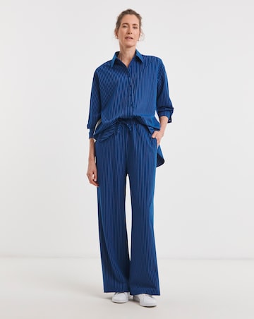 Stripe Twill Oversized Long Sleeve Shirt