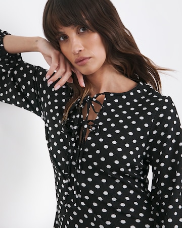 Textured Jersey Tie Detail Maxi Dress