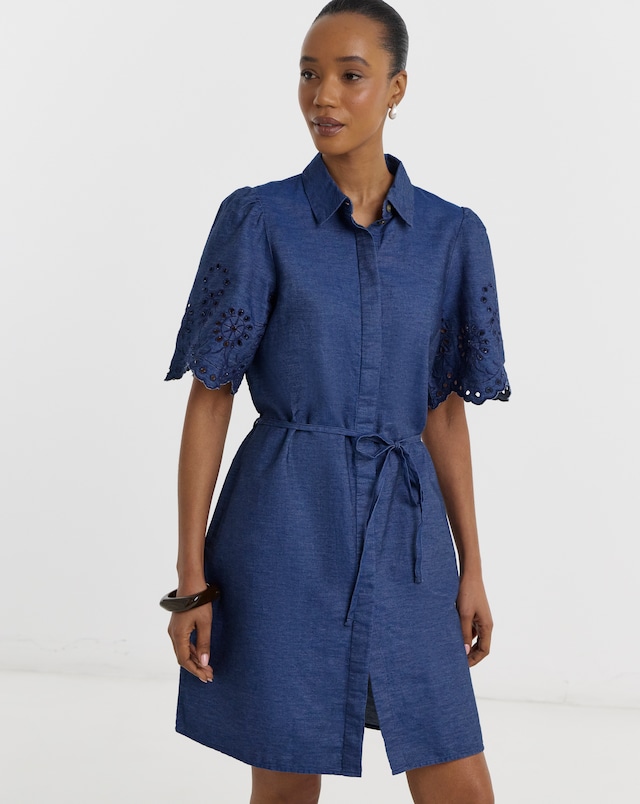 JDY Bille Half Sleeve Chambray Woven Midi Dress