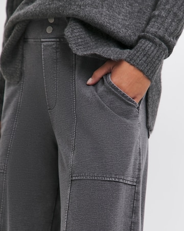 Washed Grey Cotton Mix Jersey Wide Leg Trouser