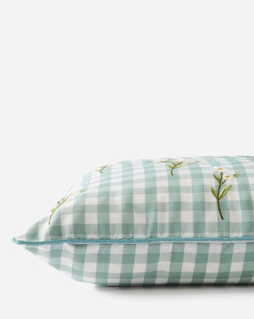 Julipa Daisy Floral Embroidered Check Cushion