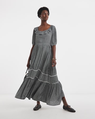 Frill Detail Smock Maxi Dress