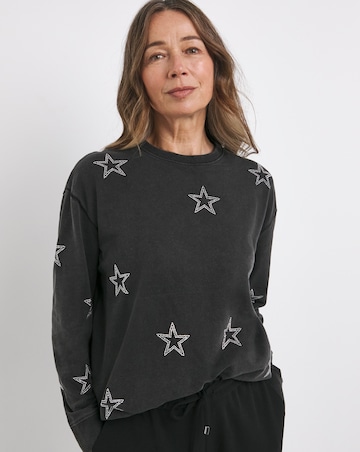 Navy Diamante Star Sweatshirt