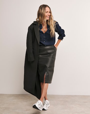 Anthology Black Leather Midi Skirt