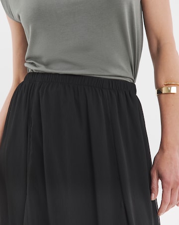 Black Godet Sheer Hem Maxi Skirt